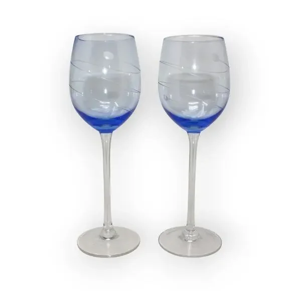 8 Lenox TUSCANY SEASONS PASTEL GOBLETS Crystal Water Wine Swirl Cut Etched - Picture 5 of 11